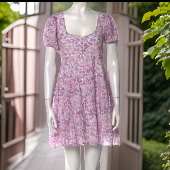 LOVESHACKFANCY Runa Tiered Floral-Print Cotton-Voile Mini Dress - Picture 3 of 6